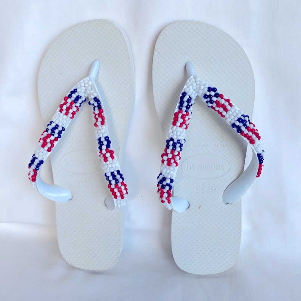NWOT Original Brazilian Havaianas Handmade Beautifully Embroidered US7/8W -39/40